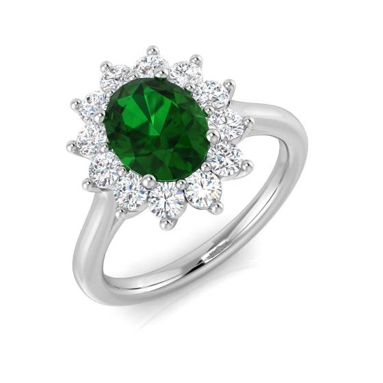 1.82ct SI1/G Oval cut Green Emerald Gemstone Ring in Platinum