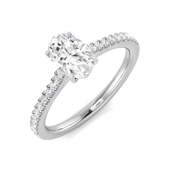 0.74ct SI1/G Oval cut Shoulder Set Engagement Ring in Platinum