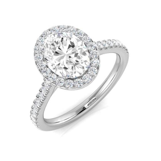 1.81ct SI1/G Oval cut Diamond Halo Ring in Platinum