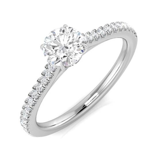 0.64ct SI1/G Round cut Shoulder Set Engagement Ring in Platinum