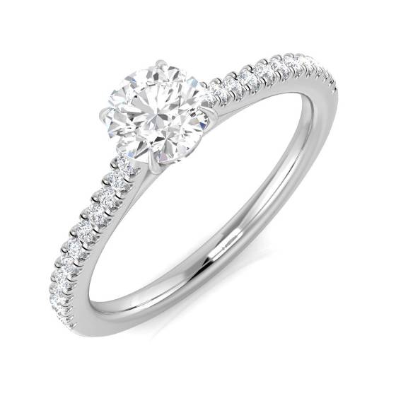 0.63ct SI1/G Round cut Shoulder Set Engagement Ring in Platinum