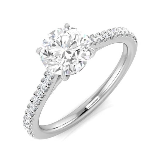 1.05ct SI1/G Round cut Shoulder Set Engagement Ring in Platinum