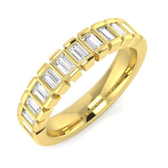 0.50ct SI1/G Baguette cut Diamond Half Eternity Ring in 18k Yellow Gold