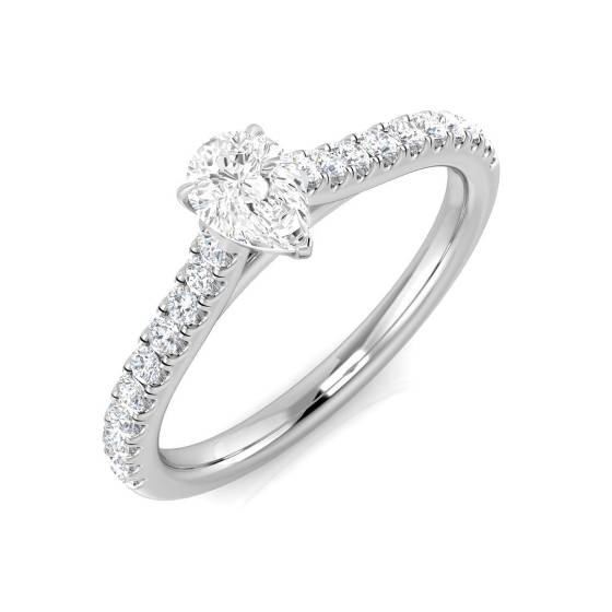 0.57ct SI2/G Pear cut Diamond Engagement Ring in 18k White Gold