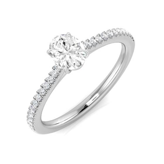 0.50ct SI1/G Oval cut Shoulder Set Engagement Ring in Platinum