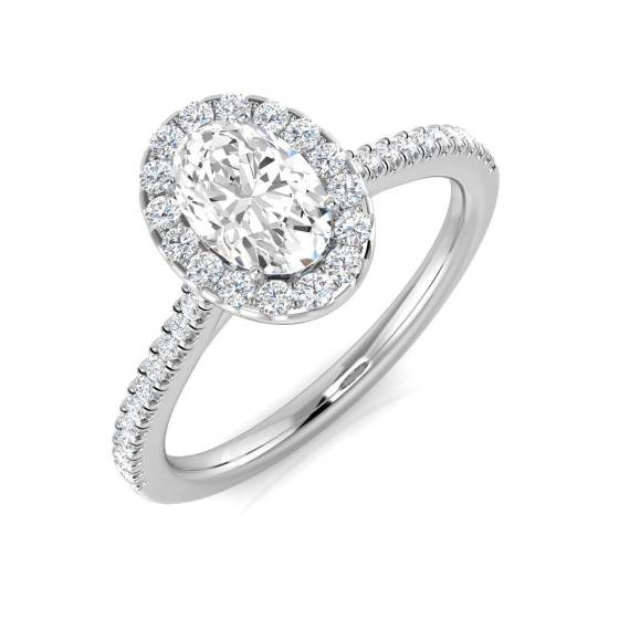 0.82ct SI1/G Oval cut Diamond Halo Ring in Platinum