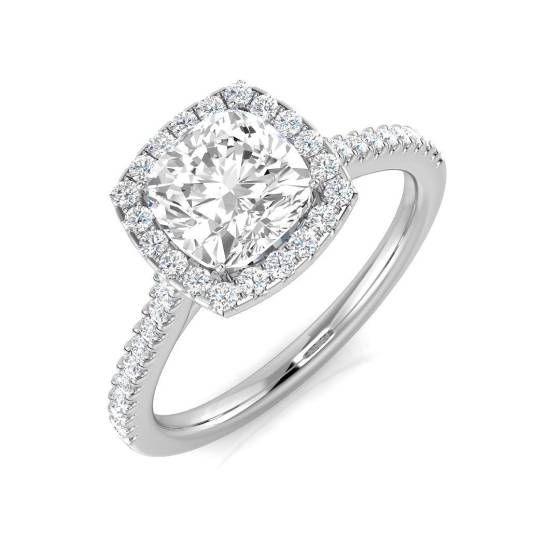 1.72ct SI1/G Cushion cut Diamond Halo Ring in Platinum