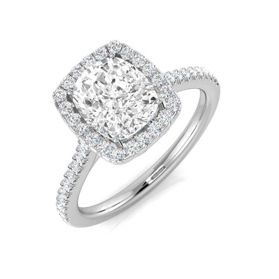 2.05ct SI1/G Cushion cut Diamond Halo Ring in Platinum