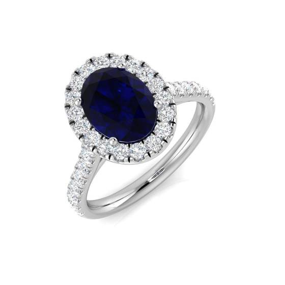 2.25ct SI2/G Oval cut Blue Sapphire Gemstone Ring in Platinum