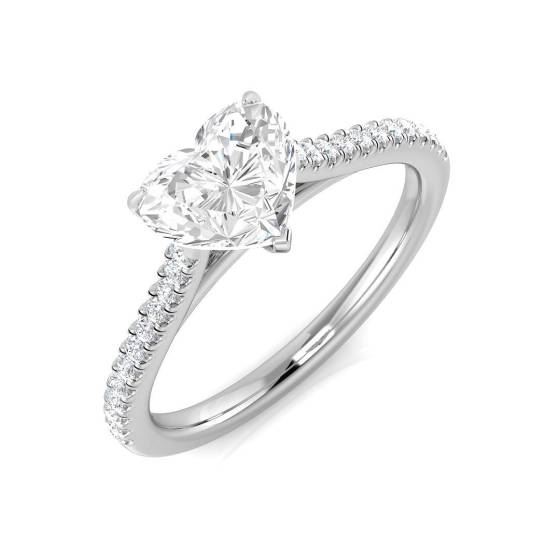 1.14ct SI1/G Heart cut Shoulder Set Engagement Ring in Platinum