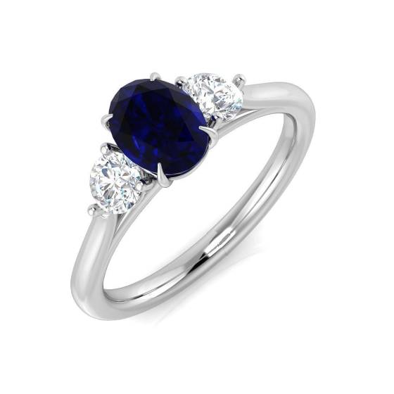 1.25ct SI2/G Oval cut Blue Sapphire Gemstone Ring in Platinum