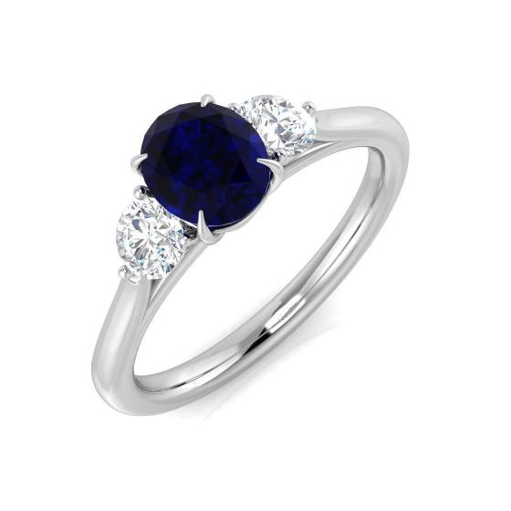 1.46ct SI2/G Oval cut Blue Sapphire Gemstone Ring in Platinum