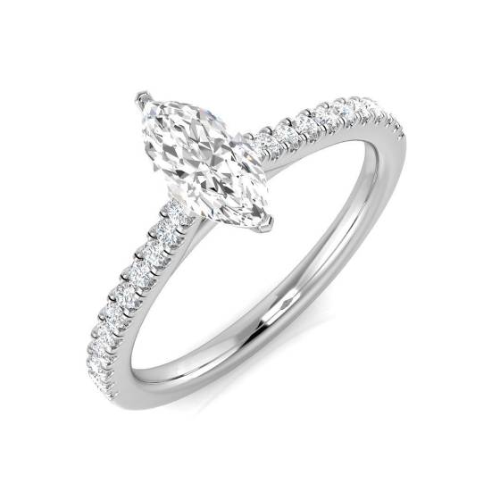 0.75ct SI1/G Marquise cut Shoulder Set Engagement Ring in Platinum