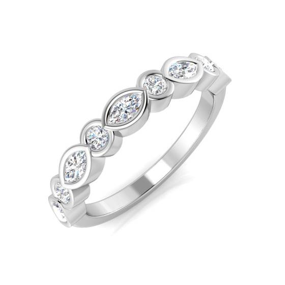 0.57ct SI2/G Marquise cut Diamond Half Eternity Ring in Platinum