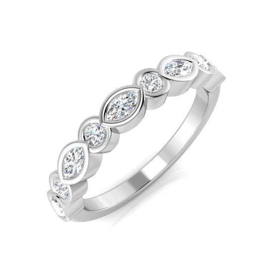 0.64ct SI2/G Marquise cut Diamond Half Eternity Ring in Platinum