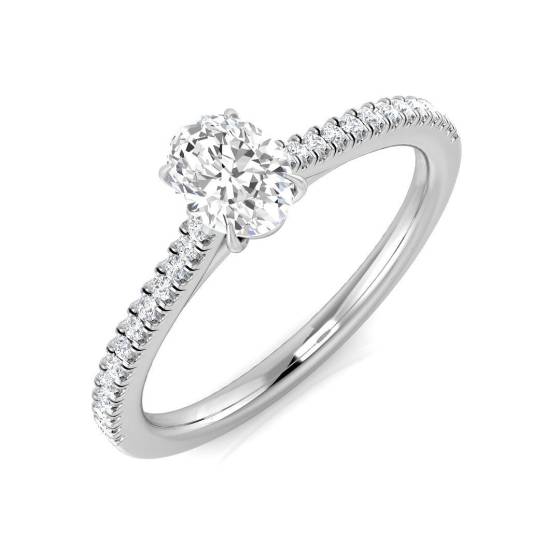 0.48ct SI2/H Oval cut Shoulder Set Engagement Ring in Platinum