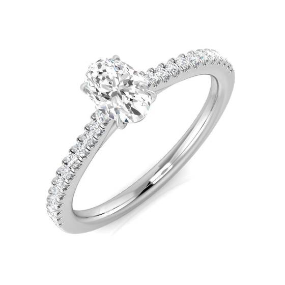 0.52ct SI1/G Oval cut Shoulder Set Engagement Ring in Platinum