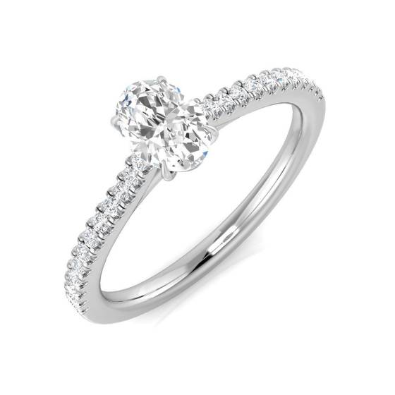 0.62ct SI1/G Oval cut Shoulder Set Engagement Ring in Platinum