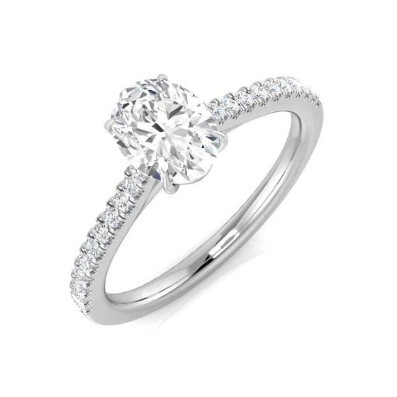 0.93ct SI1/G Oval cut Shoulder Set Engagement Ring in Platinum