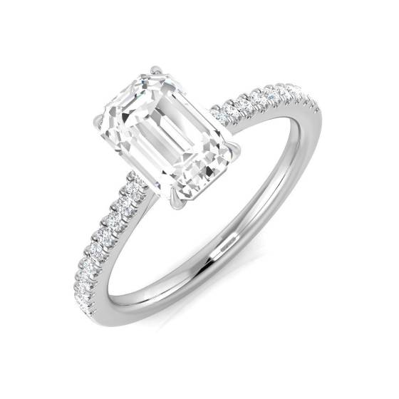 1.64ct SI1/G Emerald cut Shoulder Set Engagement Ring in Platinum