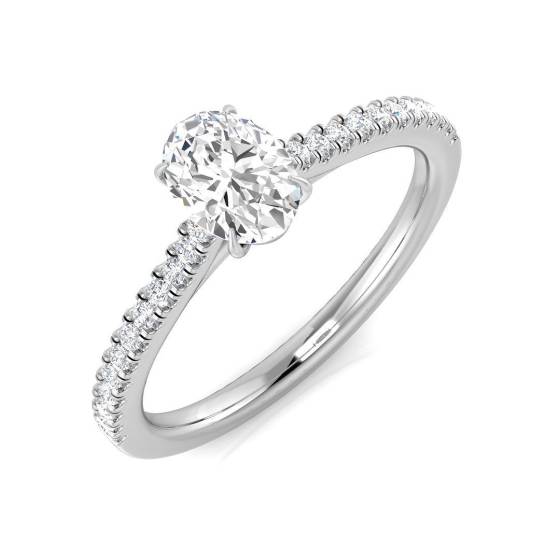 0.64ct SI1/G Oval cut Shoulder Set Engagement Ring in Platinum