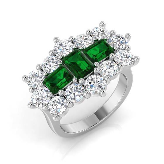 3.98ct SI2/G Emerald cut Green Emerald Gemstone Ring in Platinum