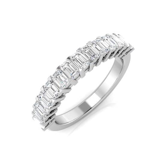 1.16ct SI2/G Emerald cut Diamond Half Eternity Ring in Platinum