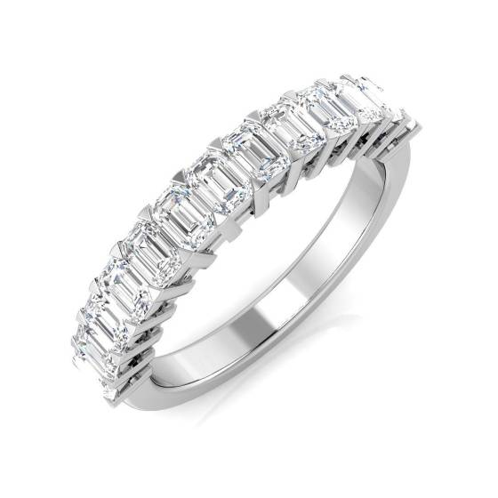 1.22ct SI2/G Emerald cut Diamond Half Eternity Ring in Platinum