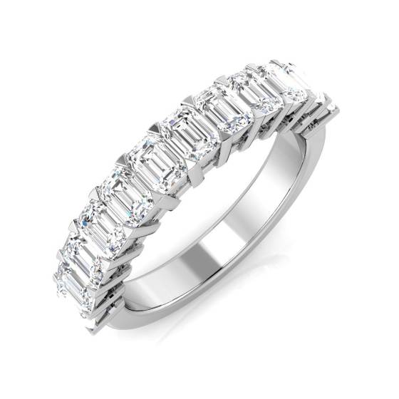 2.00ct SI2/G Emerald cut Diamond Half Eternity Ring in Platinum