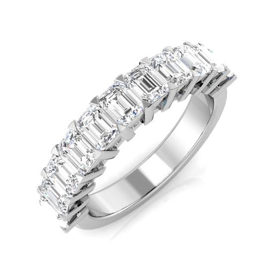 2.00ct SI2/G Emerald cut Diamond Half Eternity Ring in Platinum