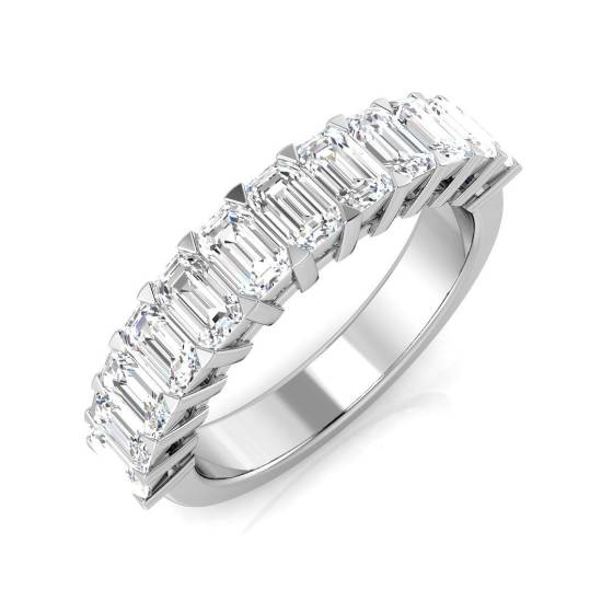 1.96ct SI2/G Emerald cut Diamond Half Eternity Ring in Platinum