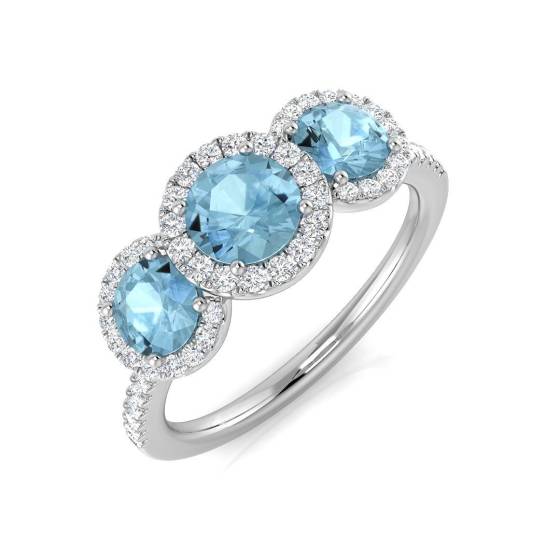 1.09ct SI2/G Round cut Aquamarine Gemstone Ring in Platinum