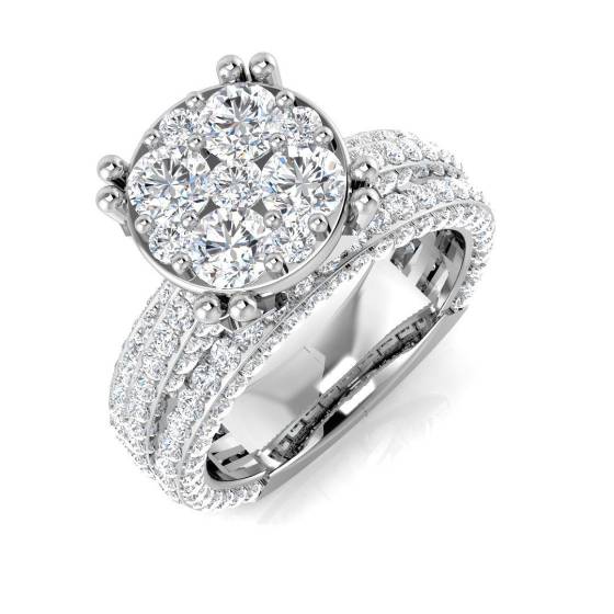 2.67ct SI2/G Round cut Diamond Cluster Ring in 9k White Gold