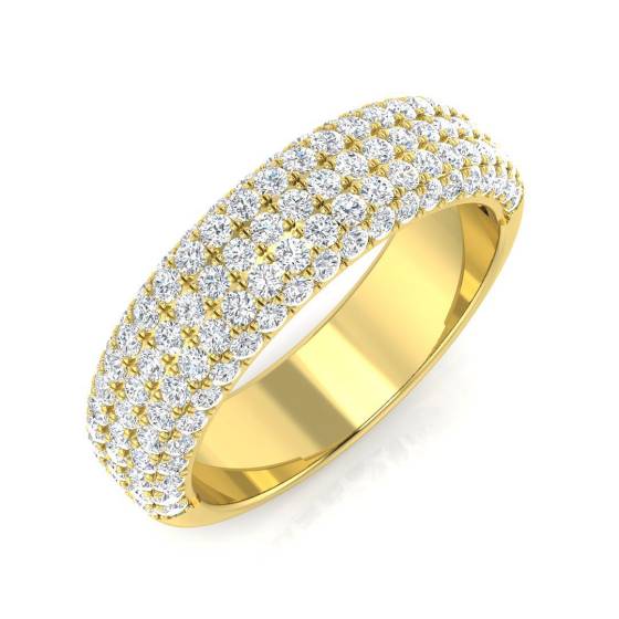 0.62ct SI1/G Round cut Diamond Pave Ring in 18k Yellow Gold