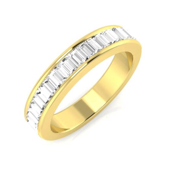 0.87ct SI2/G Baguette cut Diamond Half Eternity Ring in 18k Yellow Gold