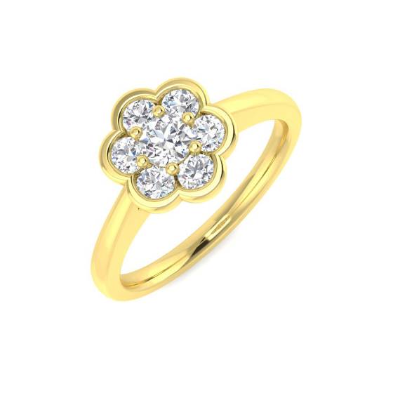 0.55ct SI2/G Round cut 7 Stone Diamond Ring in 18k Yellow Gold