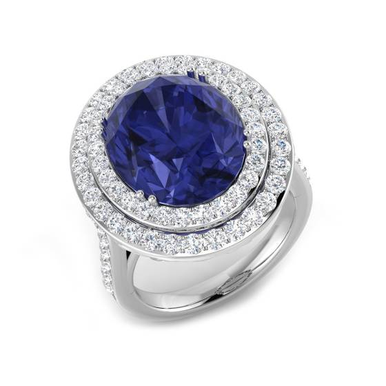 10.72ct SI1/G Oval cut Tanzanite Gemstone Ring in Platinum