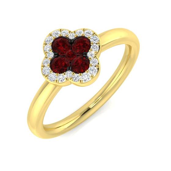 0.44ct SI2/G Round cut Ruby Gemstone Ring in 18k Yellow Gold