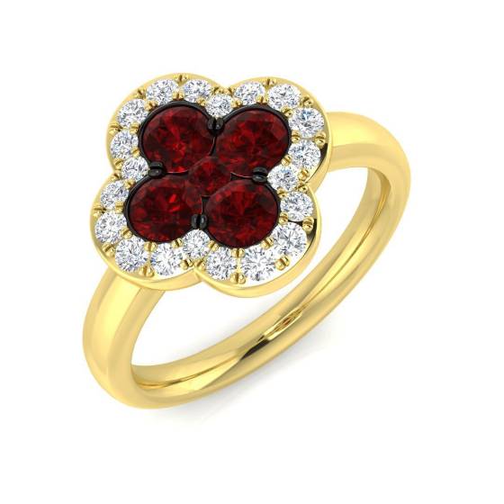 1.49ct SI2/G Round cut Ruby Gemstone Ring in 18k Yellow Gold