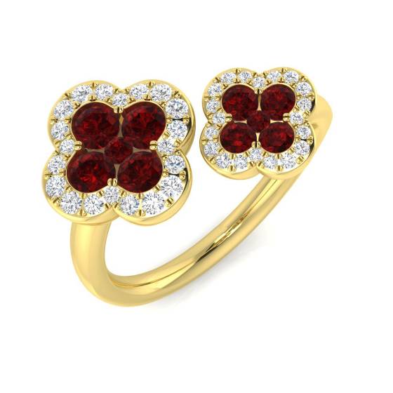 1.02ct SI2/G Round cut Ruby Gemstone Ring in 18k Yellow Gold