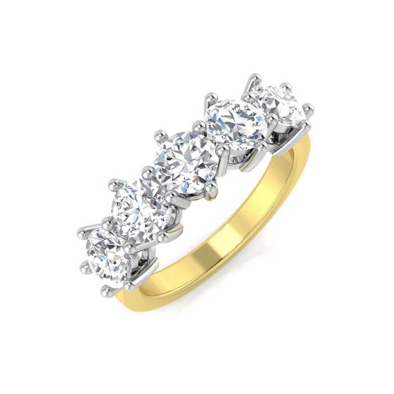 2.01ct SI2/G Round cut Diamond 5 Stone Ring in 18k Yellow Gold