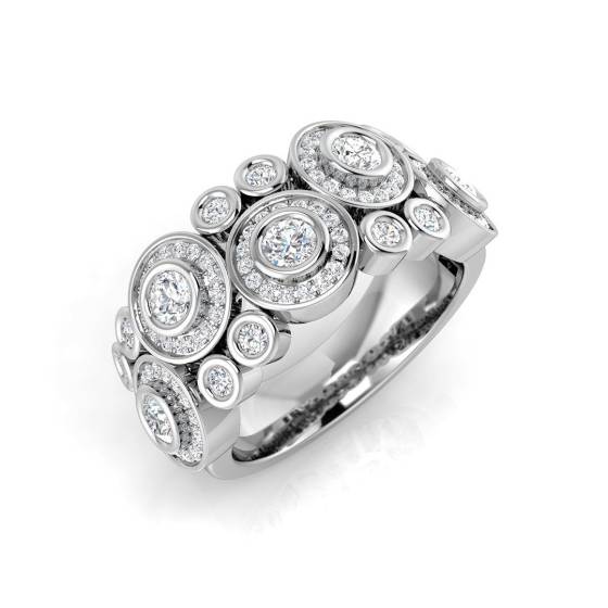 0.93ct SI2/G Round cut Diamond Bubble Ring in 18k White Gold