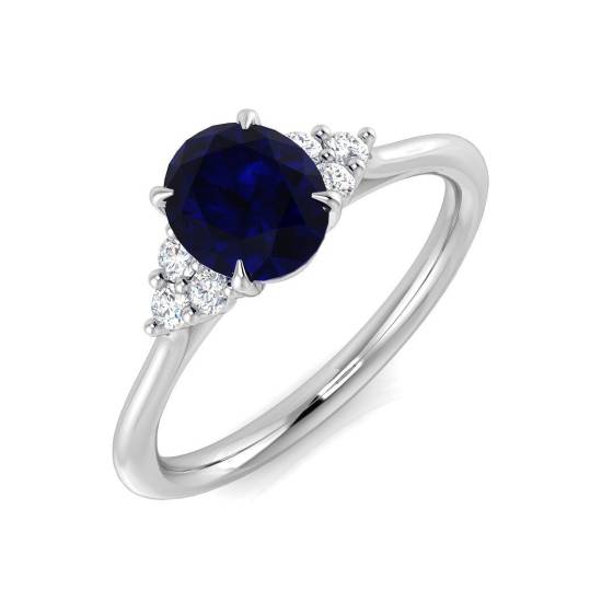 1.15ct SI2/G Oval cut Blue Sapphire Gemstone Ring in Platinum