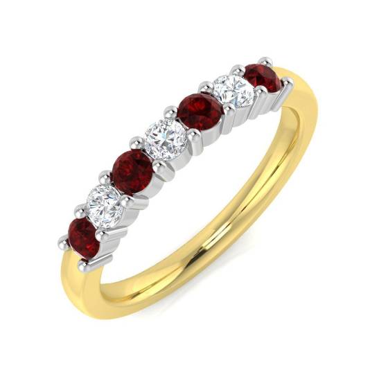 0.55ct SI2/G Round cut Ruby Gemstone Ring in 18k Yellow Gold