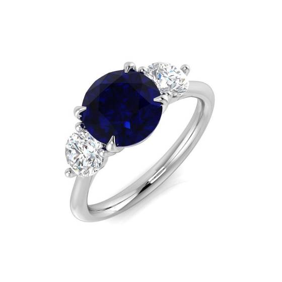 3.27ct SI1/G Oval cut Blue Sapphire Gemstone Ring in Platinum