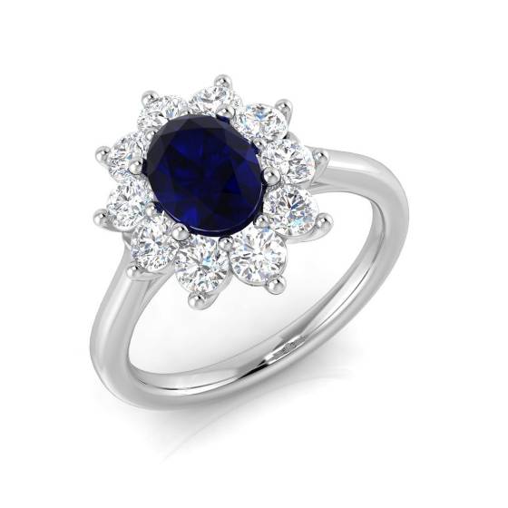 2.12ct SI2/G Oval cut Blue Sapphire Gemstone Ring in Platinum