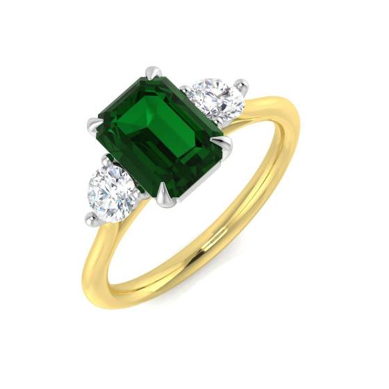 2.03ct SI2/G Emerald cut Green Emerald Gemstone Ring in 18k Yellow Gold