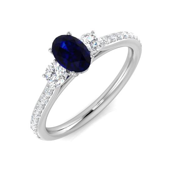 1.05ct SI2/G Oval cut Blue Sapphire Gemstone Ring in Platinum