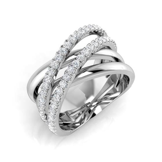 0.50ct SI2/G Round cut Cris Cross Ring in 18k White Gold