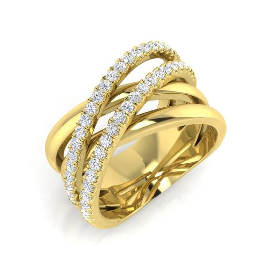 0.50ct SI2/G Round cut Cris Cross Ring in 18k Yellow Gold